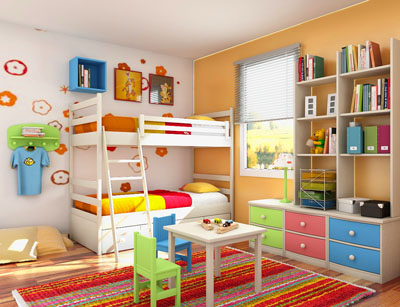 Цветная мебель в детской комнате